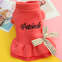 Dog Clothes Young Dogs Dress Bomei Teddy Pets Kitty Clothing Autumn Winter Plus Suede Thickened Princess Bow Tie Skirts