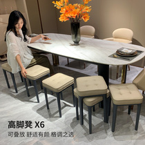 Upscale dining chair Home Stackable Light Lavish Solid Wood Soft Bag Dresser Makeup Stool Modern Minimalist Dining Table Chair