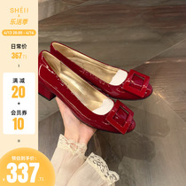 Sheii Suininne Princess Daisy~classic skinny round head rough heels and shoes commuter shoes