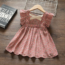 Girls dress Korean version of childrens dress Summer middle childrens new baby Little Broken Flowers Princess Dresses Back Child Skirt Tide