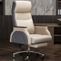 Leather Boss Chair Business Computer Chair Home Office Chair Comfortable Long Sitting Reclining Chair Lifting Swivel Chair