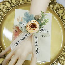 Bridesmaid wrist flower sister hand flower bride wrist flower wedding ceremony senior sense super fairy dance childrens bracelet flower