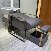 High-end new simple half-lying flushing bed barber shop shampoo bed hair salon ceramic basin shampoo bed hair salon special
