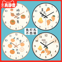 Minimalist modern bedroom round mute sweep second hanging clock things Ruyi clock Nordic Wind Creative Living room Clock