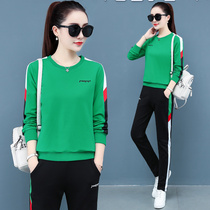 Long sleeve sportswear suit women spring and autumn 2021 New Korean version of loose fashion temperament casual sweater two-piece set