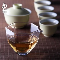 Japan-style handmade glass hexagonal fair cup transparent male cup thickened uniform cup heat resistant tea sea power tea with tea sub-tea