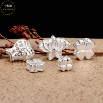 Card Jane 925 silver fish four-leaf grass cross perforated beads Beads Lotus Back Cloud Handmade String Beads Red Rope Woven Ornaments