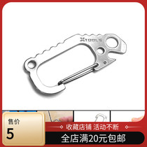 Size Corner Shark Outdoor EDC Mountaineering Buckle D Type Stainless Steel Quick Hang Bottle Opener Spring Button hanging buckle outdoor supplies