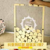 Transparent love wood chip sign box Tree table book Wedding gift Birthday day annual meeting Fingerprint layout props Signature plate book