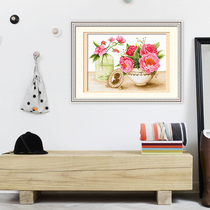 Cross embroidered 2022 new line embroidered with rich and expensive yourself embroidered living room Peony small pieces simple and embroidered with new hands