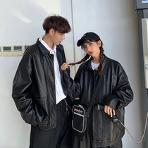 Gangfeng Autumn New Korean version of loose lovers motorcycle leather jacket men and women jacket student trend handsome