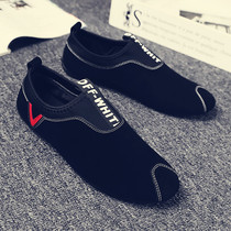 Tide brand summer new mens casual pedal white shoes lazy set of feet driving Doudou shoes young mens shoes tide