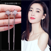 Earrings womens long temperament sterling silver stud tassel ear line super fairy net red Japan and South Korea 2021 new trend wild earrings