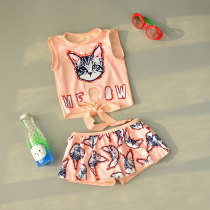 Childrens swimsuit girl girl split baby Korean version of split skirt cute flat corner childrens childrens swimming suit