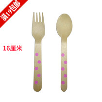 Cake fork spoon disposable wooden set picnic barbecue birthday party supplies dessert set 10 wooden fork 10