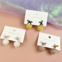 South Korean ornament Fashion Ornaments Spherical Fur Ball Ear Nail Tricolor Optional Not Accept Withdrawal Consignor Caution People Take Selfies