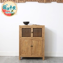 Elm furniture Retro dining side cabinet Chinese entrance cabinet Solid wood storage cabinet side cabinet Antique cabinet Zen foyer cabinet