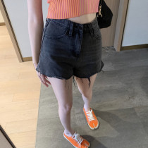 2022 Xia in wind black jeans classic aw high waist hot pants loose thin leg long net red female