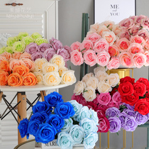 9-head Rose simulation of the bouquet of the bouquet Rose Wedding Home Decorative Flower Groove Flower Arrangement Mall Flower Arrangement Photo props