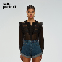Self-portrait 2022 early spring lace hollow top sweet design shirt
