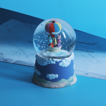 Luminous music box Music box Crystal ball decoration Birthday lover gift self-spray rotating hot air balloon to send children