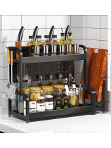 Stainless Steel Kitchen Shelve Black Countertops Multifunction Supplies Home Large Full Condiment Condiments Intake Tool Holder