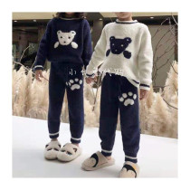 Japanese substitute ins gp autumn and winter bear children's warm pajamas fluffy baby girl home clothes gp