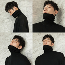 Sicilian mens white long sleeve base shirt Korean trend loose high neck knitted sweater men handsome