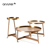 Light luxury creative simple modern with roller plating metal brushed stainless steel villa model room corner coffee table