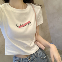 Harajuku wind ins Korean version of new print modified letter letter round neck slim short sleeve T-shirt top base shirt Women