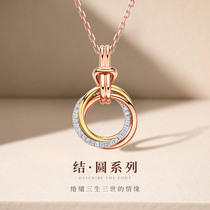 Diamond necklace real Diamond Girl 18K gold fashion temperament pendant three color gold choker to send girlfriend
