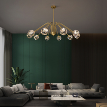 Real Beauty Residence Chandelier Living Room Lamp Full Copper Light Luxury Modern Minima Restaurant Crystal Molecular Lamp Bedroom Lamp Nordic Luminaire