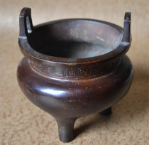 Pure Bronze Incense Stove High Imitation Square Ear Trifoot 3 foot Xuande stove bottom section Large Ming Xuanderi Incense Fragrant seal Seal Tuo