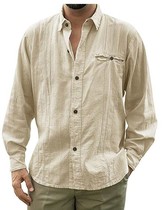 Men Loose Linen Long Sleeve Soild Shirts Casual Beach Shirts