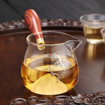 Side hand Glass Road cup tea leak set heat-resistant tea divider thickened Tea Sea side set kung fu tea set Tea Cup
