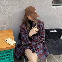 The autumn and winter Maos plaid suit? the woman with a high waist A character half-body dress and a small one-two-piece suit