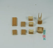 Nanjing Hous embroidered eye bird cage accessories left green two silk cylinder frame inlaid head fruit fork insect box Six-piece set of embroidered eye cage cup holder