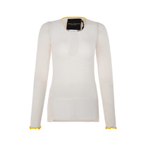 ERIKA CAVALLINI milky white wool material classic minimalist design ladies round neck long sleeve knit