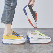 Thick-soled canvas shoes womens 2021 spring and autumn new Korean version of the net red casual board shoes tide shoes increase shallow mouth white shoes women