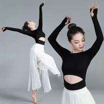 Dance suit female tight-fitting navel modal thumb buckle finger jacket modern dance practice suit body yoga suit