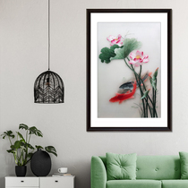 Ingenuity Su embroidery lotus fish figure Home decoration hanging painting embroidery silk