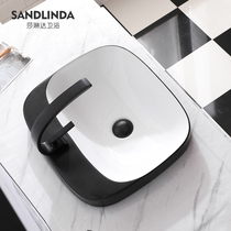 Nordic black art table upper basin wash basin semi-embedded ceramic washbasin home toilet basin Square