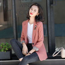 Red small suit jacket female spring casual Korean temperament goddess Fan long sleeve top high-end professional work clothes