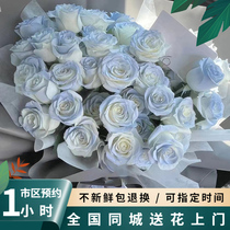 Michigan crushed ice blue rose Tanabata bouquet flower delivery Shanghai Beijing Guangzhou citywide delivery store