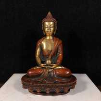Tibetan old Buddha statue pure copper old copper gilt real gold Shakyamuni Buddha shop Buddha Hall Feng Shui ornaments Wen play collection