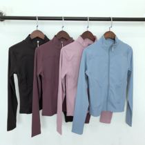 Autumn Winter Stand-up Collar Sports Jacket Woman Sashimi Yoga Uniform Speed Dry Long Sleeve Blouse With Zip-Jersey Running Fitness Suit