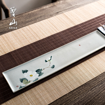 Shengshan hand-painted coarse pottery under-glazed camellia tea tray household kung fu tea set Chinese ceramic dry bubble tea table Tea Sea tray