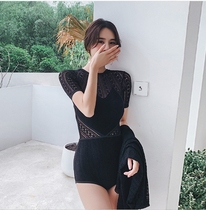 Vanliga Lace heavy industry sexy short-sleeved one-piece swimsuit resort spa bathing suit for women