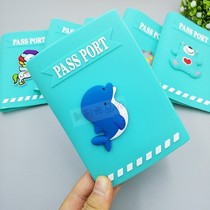 Korean cartoon passport protector simple Blue Dolphin pony cute passport cover certificate storage bag ticket holder