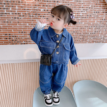 Girl set 2021 new foreign fashion fashion Korean childrens net red childrens clothing autumn two-piece set